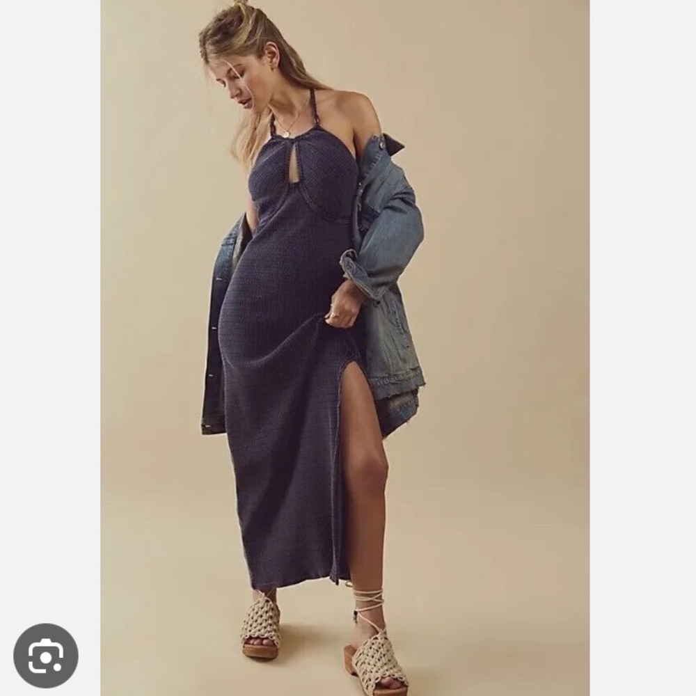 Free People Terra maxi dress ribbed halter size medium